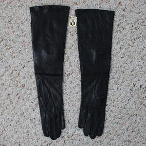 Vintage French Black Leather Opera Gloves Paris Made Size 6.25